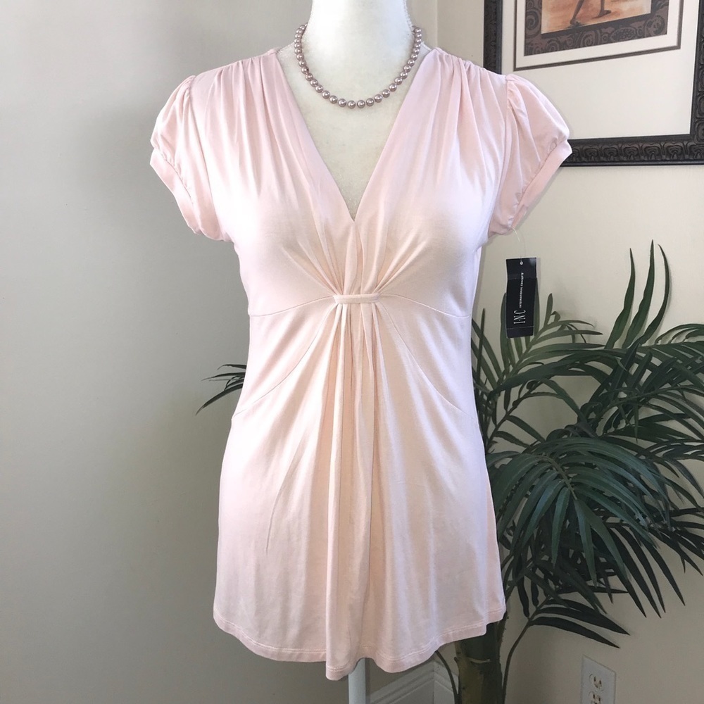NWT INC Rayon Spandex Stretch Cap Sleeve Top M